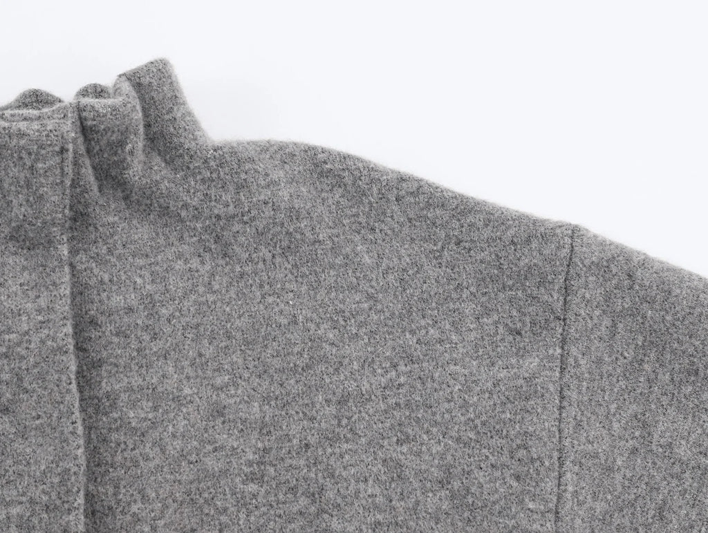 Ensemble jupe & pull gris texturé - chic d'automne