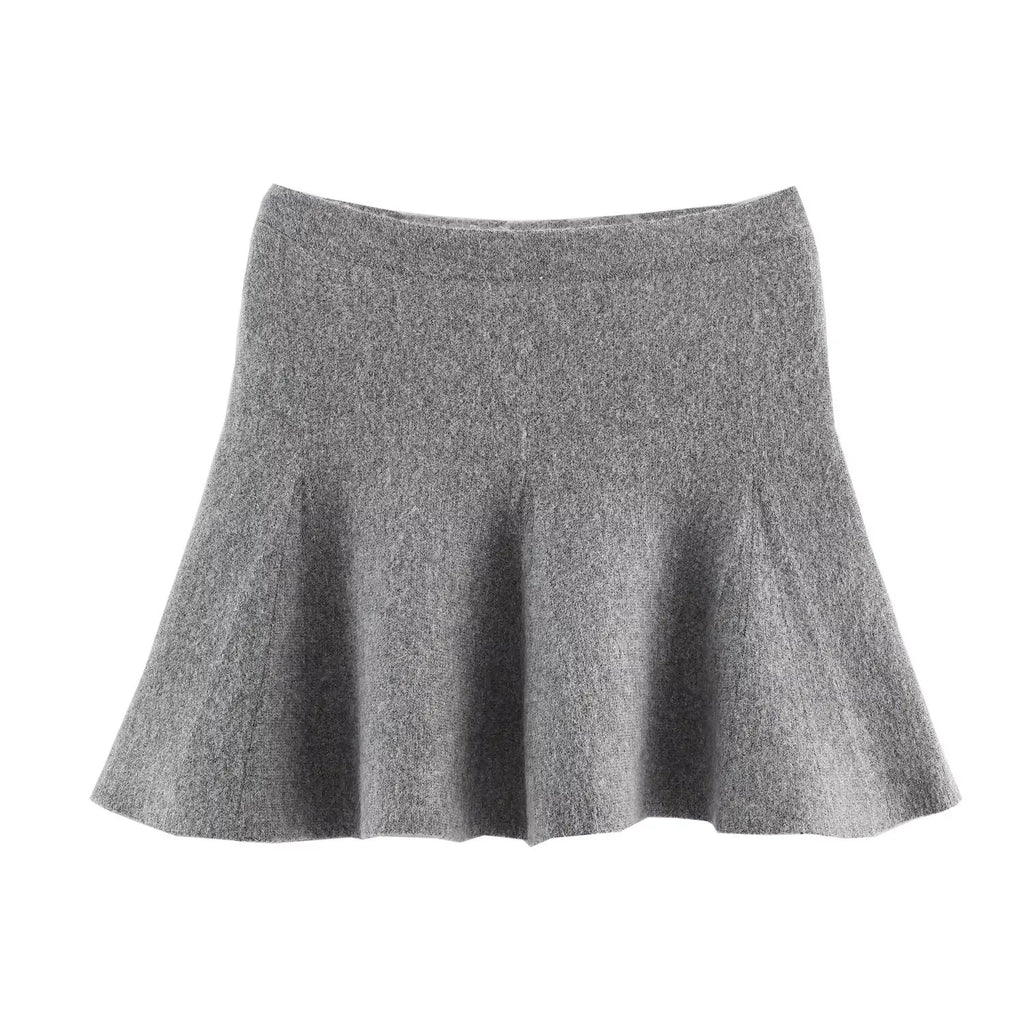 Ensemble jupe & pull gris texturé - chic d'automne