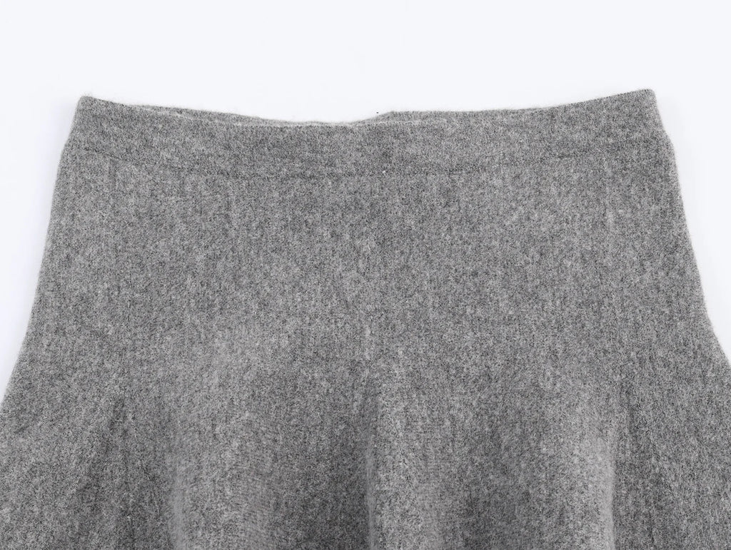 Ensemble jupe & pull gris texturé - chic d'automne