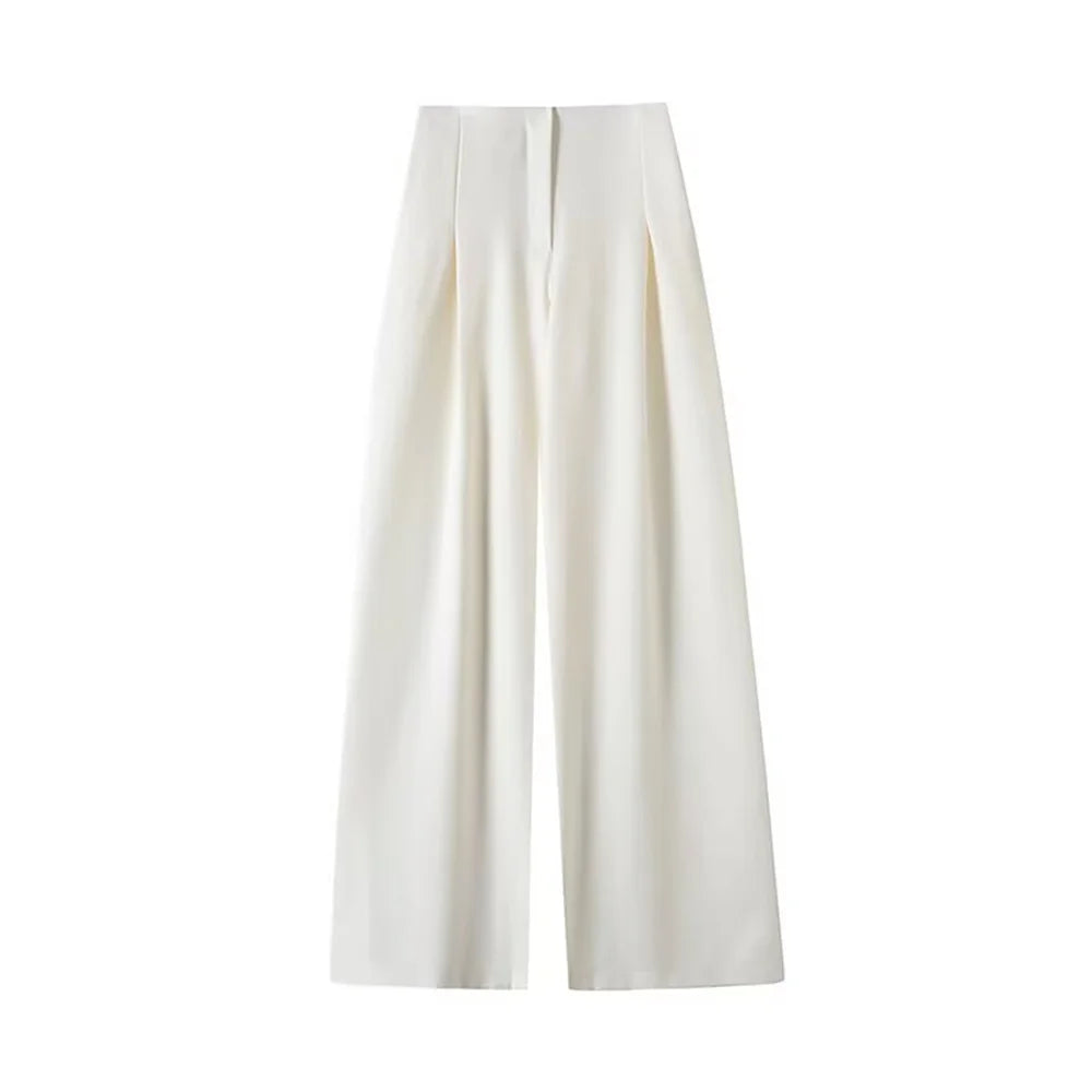 Blazer femme à manches longues avec ceinture polyvalente + pantalon plissé taille haute tendance – Style décontracté et moderne.