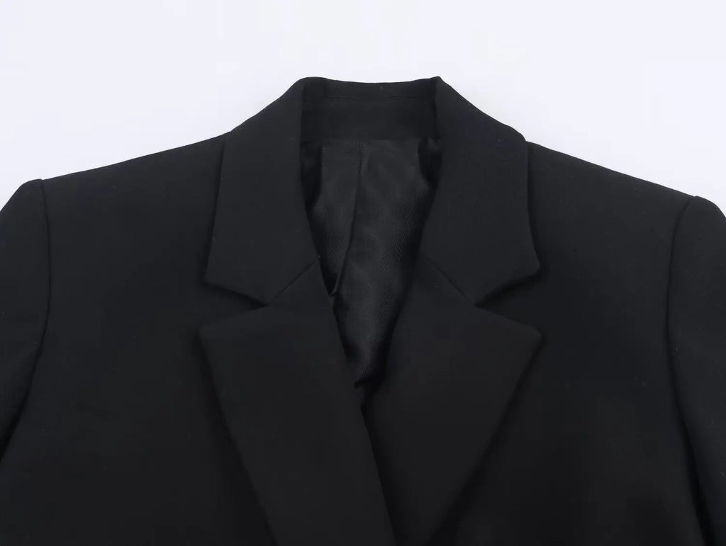 Ensemble femme 2 pièces – Blazer à manches longues avec boucle + pantalon droit – Tenue chic et élégante.