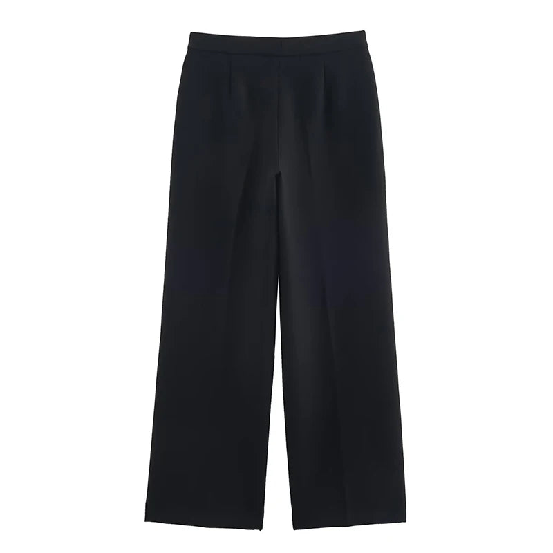 Ensemble femme 2 pièces – Blazer à manches longues avec boucle + pantalon droit – Tenue chic et élégante.