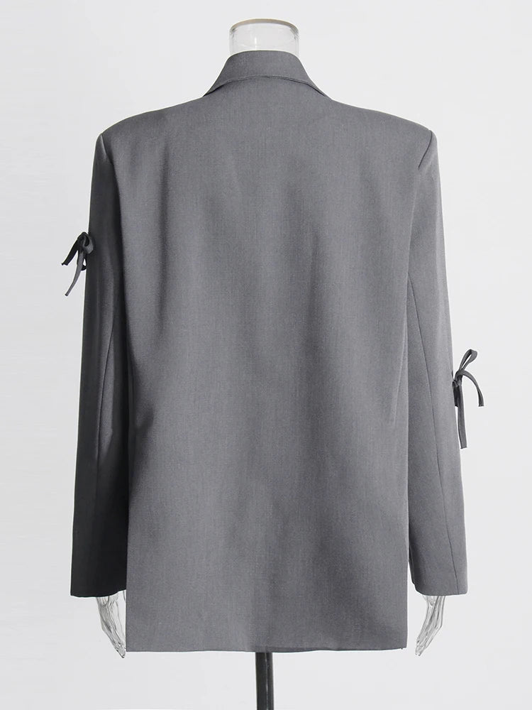 Blazer femme patchwork à nœuds, chic et raffiné pour toutes occasions