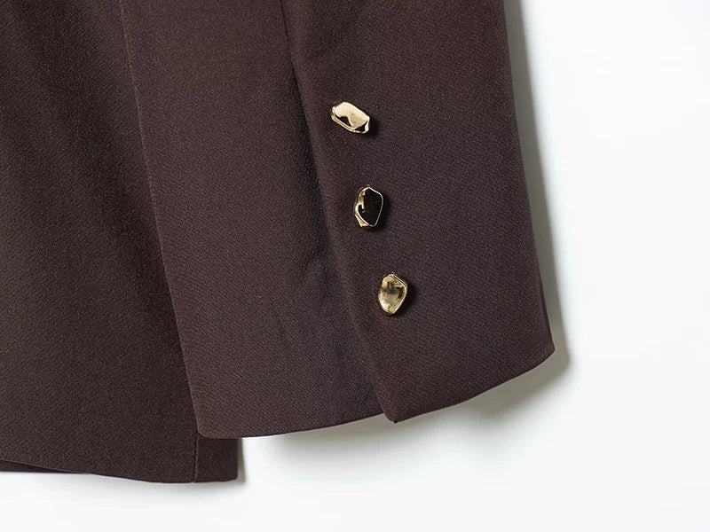 Blazer femme automne, manteau tendance avec décoration boucle, manches longues. Veste extérieure chic pour femme