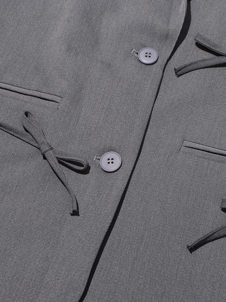 Blazer femme patchwork à nœuds, chic et raffiné pour toutes occasions