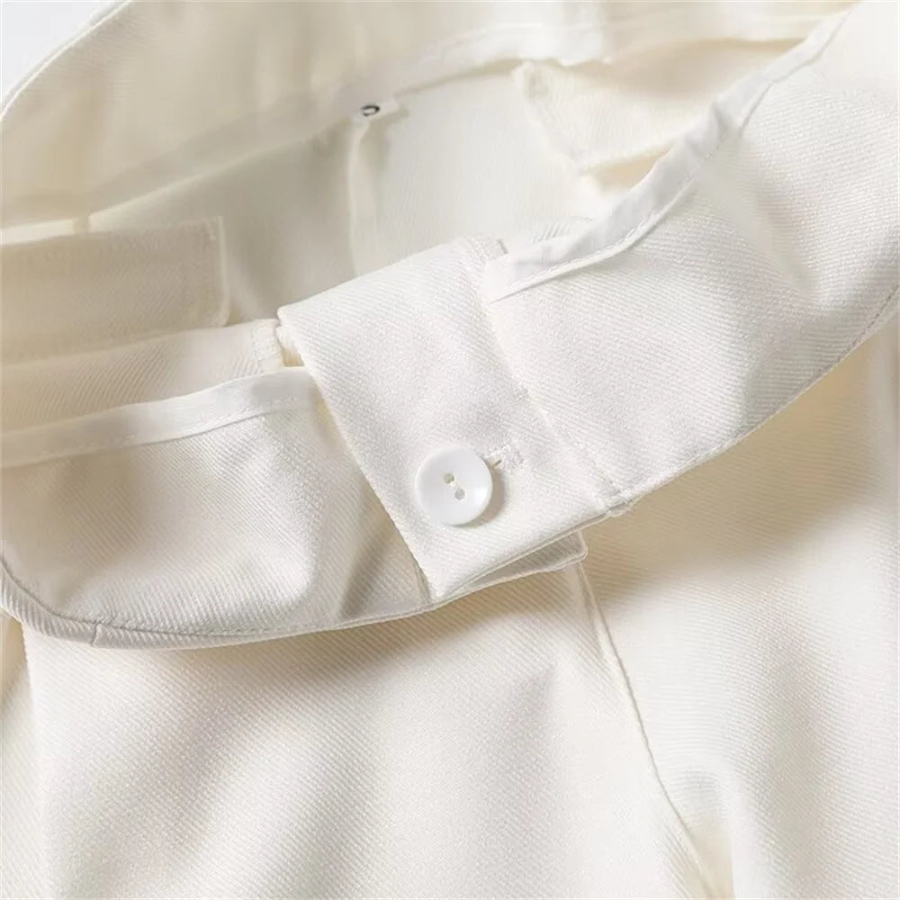 Blazer femme à manches longues avec ceinture polyvalente + pantalon plissé taille haute tendance – Style décontracté et moderne.