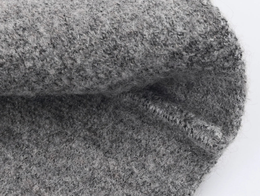 Ensemble jupe & pull gris texturé - chic d'automne