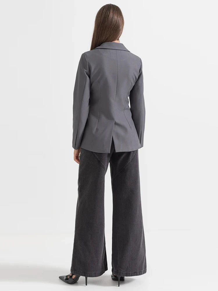 Blazer élégant à patchwork et nœuds, chic et féminin pour toutes occasions