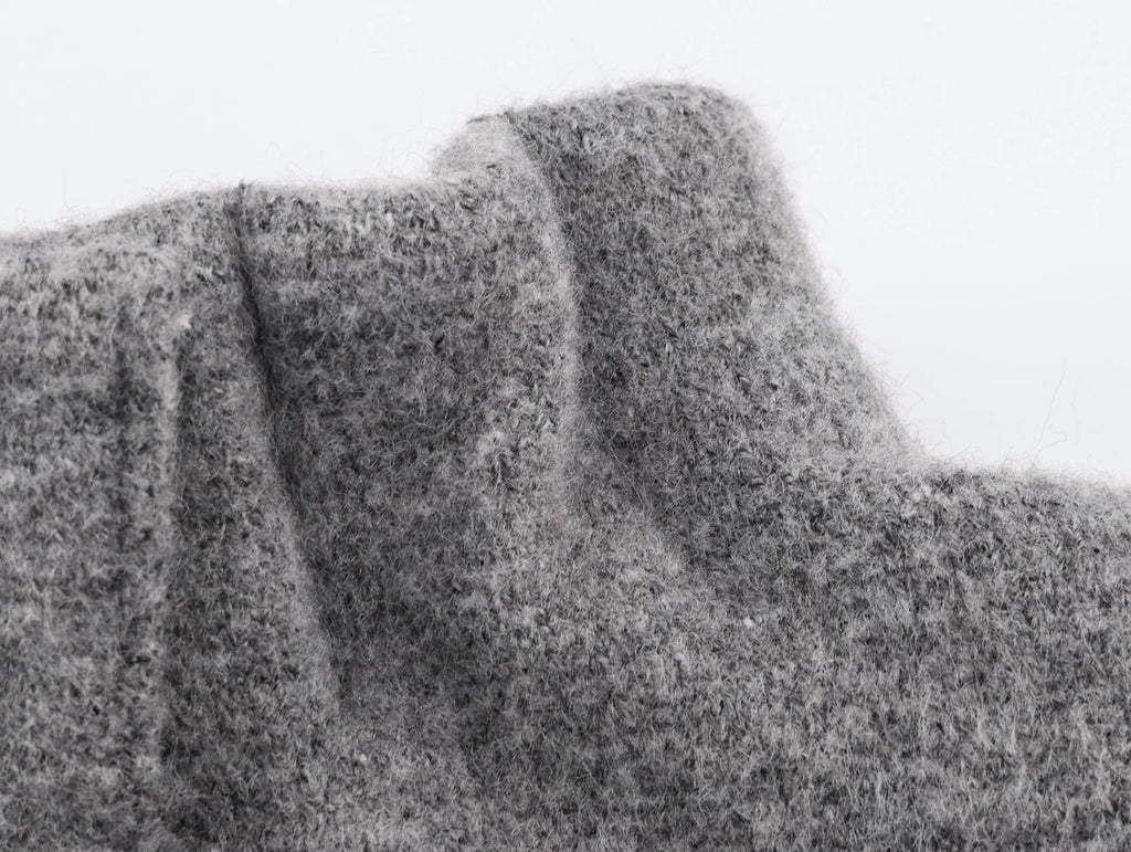 Ensemble jupe & pull gris texturé - chic d'automne