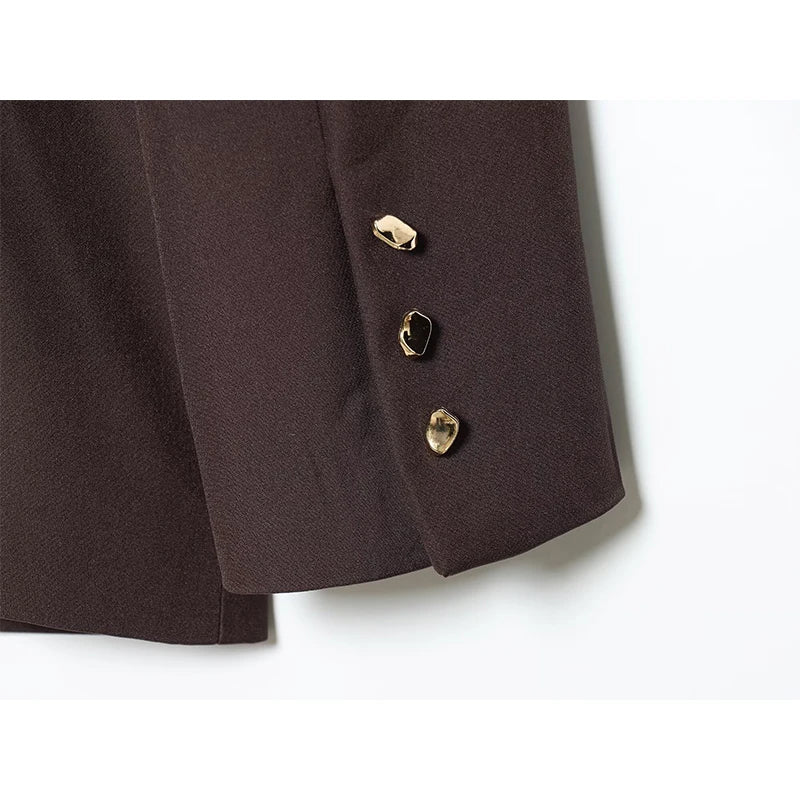 Blazer femme automne, manteau tendance avec décoration boucle, manches longues. Veste extérieure chic pour femme