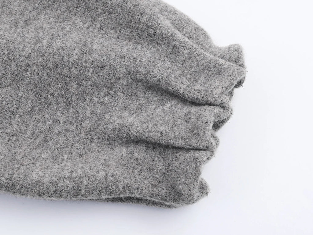 Ensemble jupe & pull gris texturé - chic d'automne