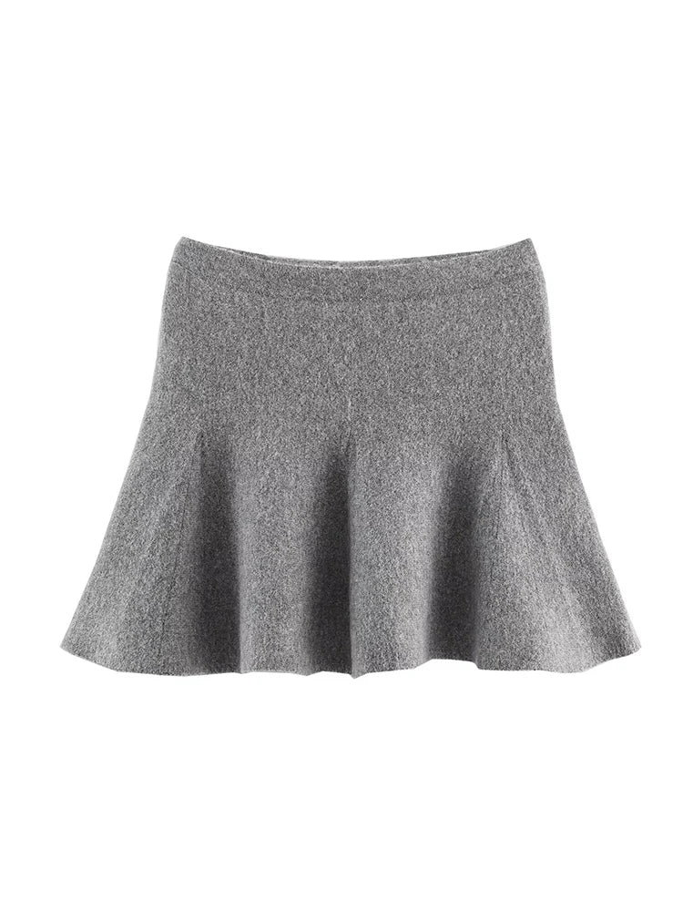 Ensemble jupe & pull gris texturé - chic d'automne