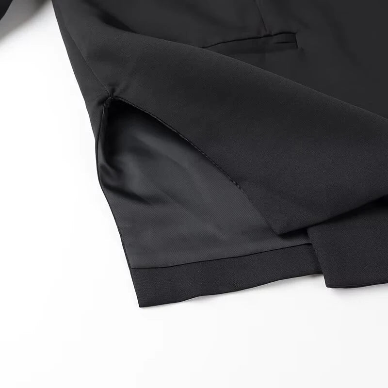 Manteau blazer uni pour femme, col à revers, manches longues, avec poches, fermeture un bouton