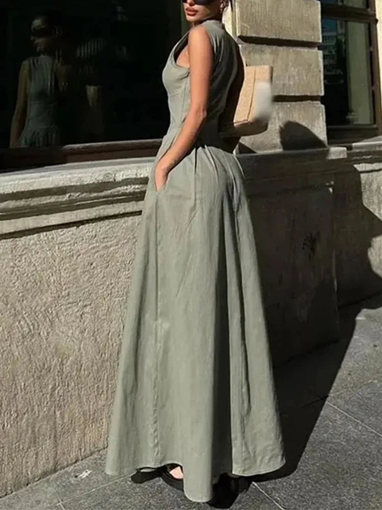 Robe Maxi Chic à Zip – Style Minimaliste