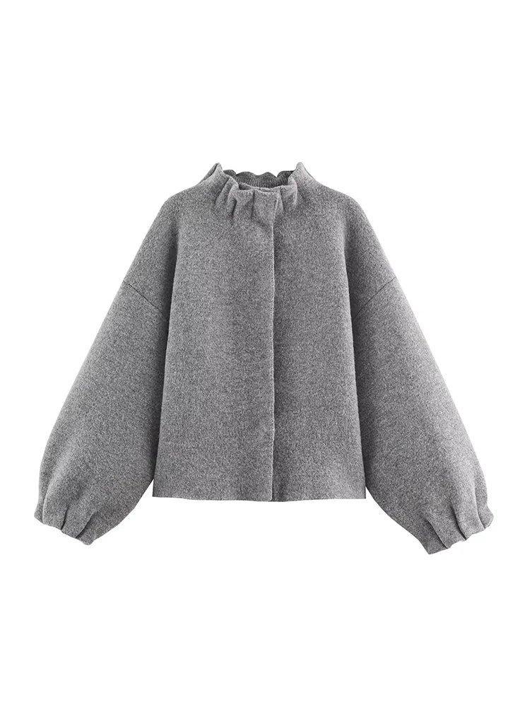 Ensemble jupe & pull gris texturé - chic d'automne