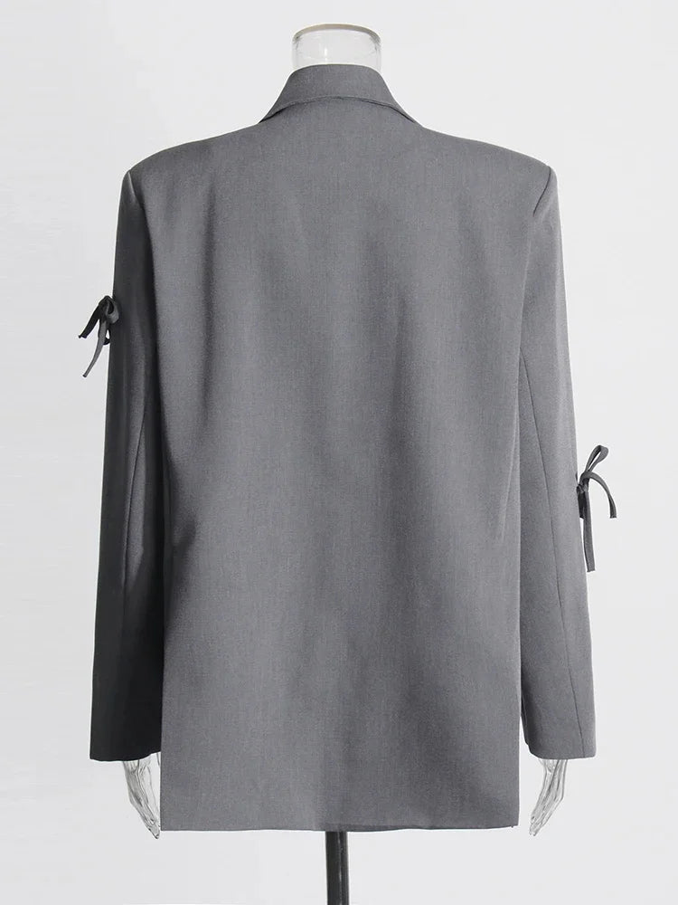 Blazer femme patchwork à nœuds, chic et raffiné pour toutes occasions