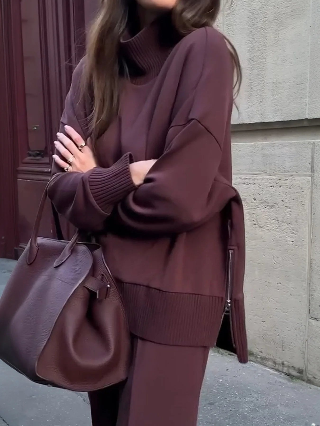 Ensemble élégant bordeaux