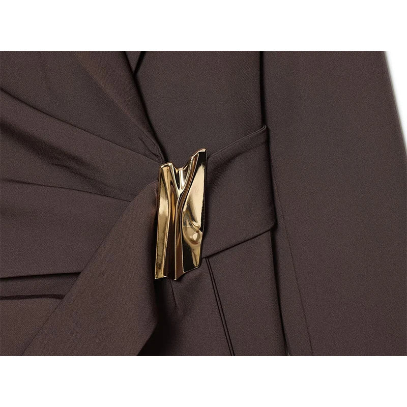 Blazer femme automne, manteau tendance avec décoration boucle, manches longues. Veste extérieure chic pour femme