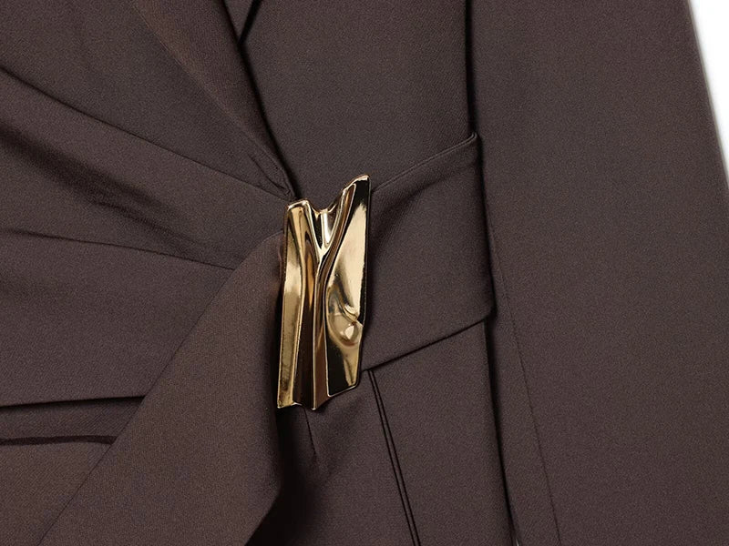 Blazer femme automne, manteau tendance avec décoration boucle, manches longues. Veste extérieure chic pour femme