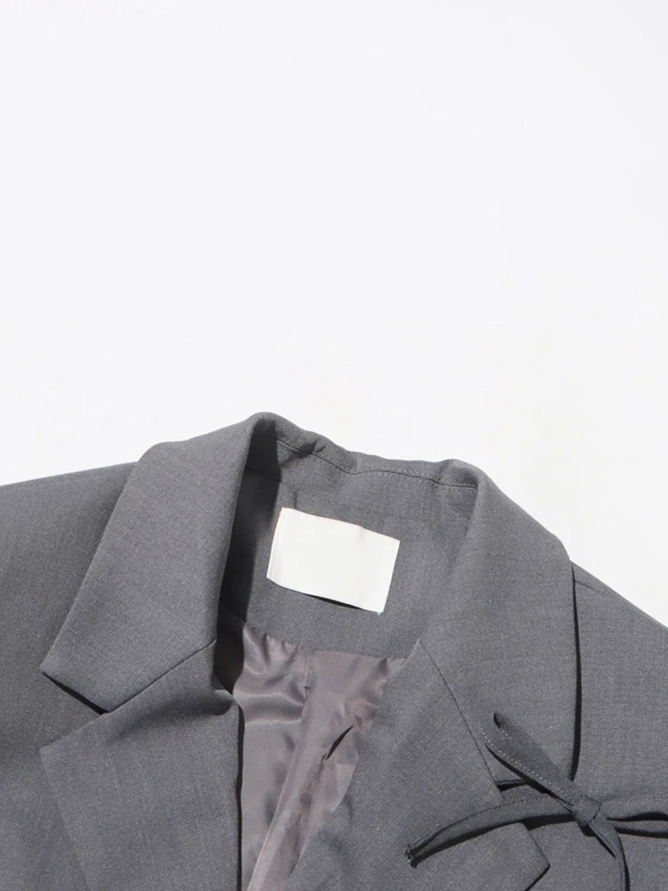 Blazer femme patchwork à nœuds, chic et raffiné pour toutes occasions