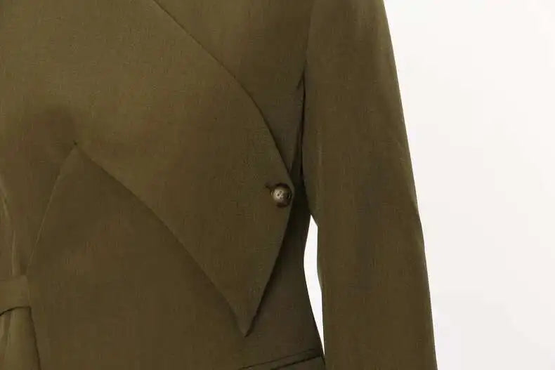 Blazer asymétrique à taille ceinturée, design unique et tendance pour le printemps