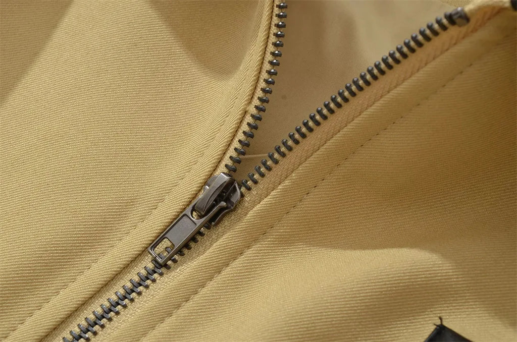 Veste femme unie, décontractée, à col à revers, avec fermeture zippée et poches, coupe cintrée, confortable, élégante, premium, style rétro